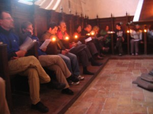 Traditional pilgrim blessing in Grañon